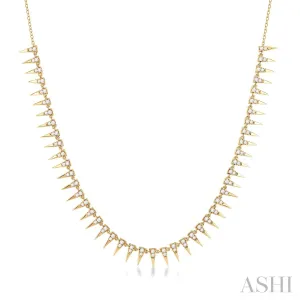 14KY Diamond Spikes Fashion Necklace w/ 1.0 ctw & 18"