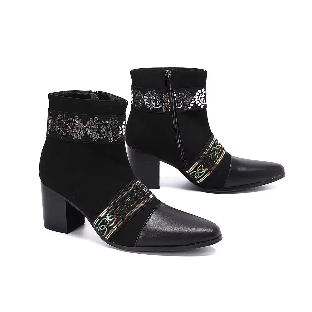LuxeLeather Exotic Texture Dress Boots