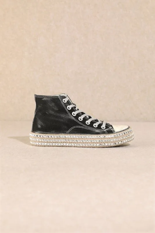 The Steven Studded Sneaker in Black