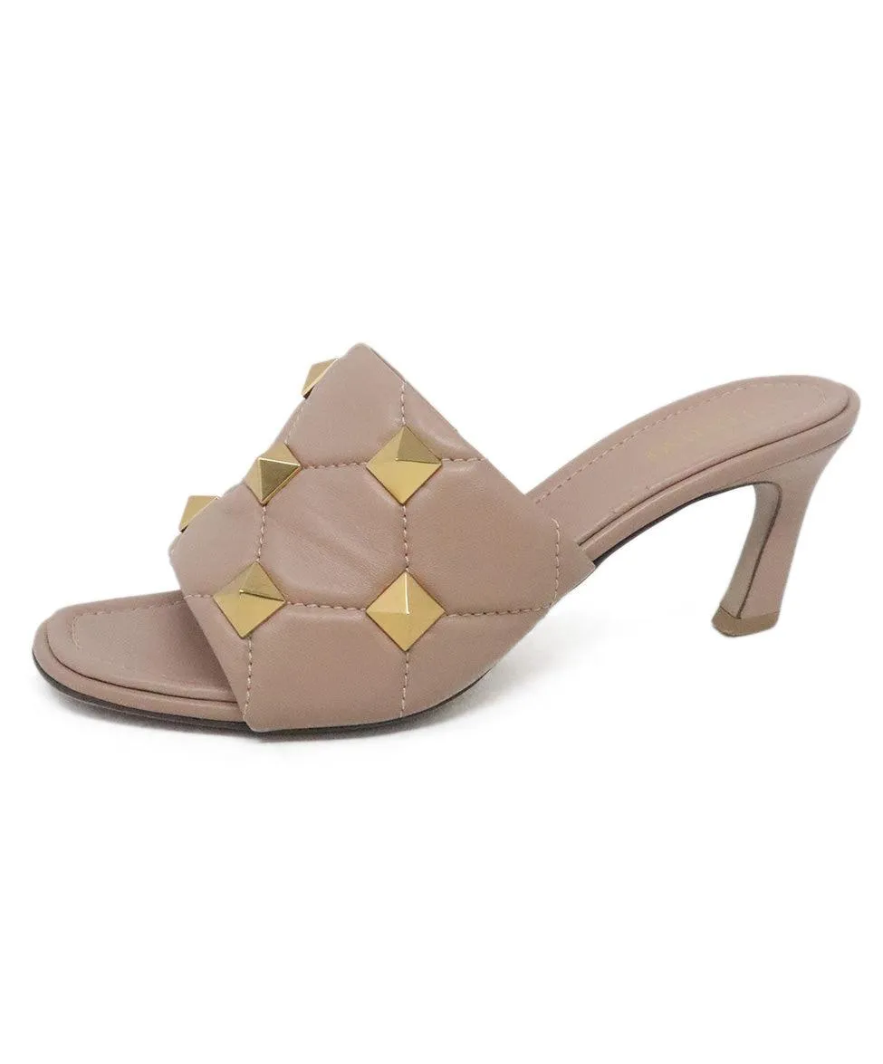 Valentino Nude Leather Studded Slides sz 9.5